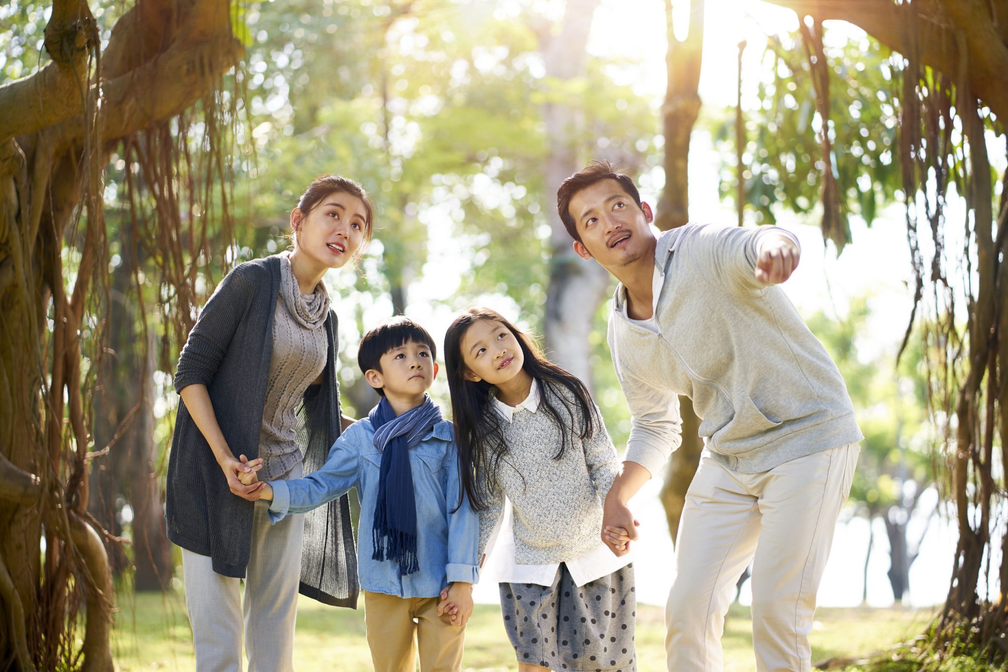 A four family members visiting a jungle